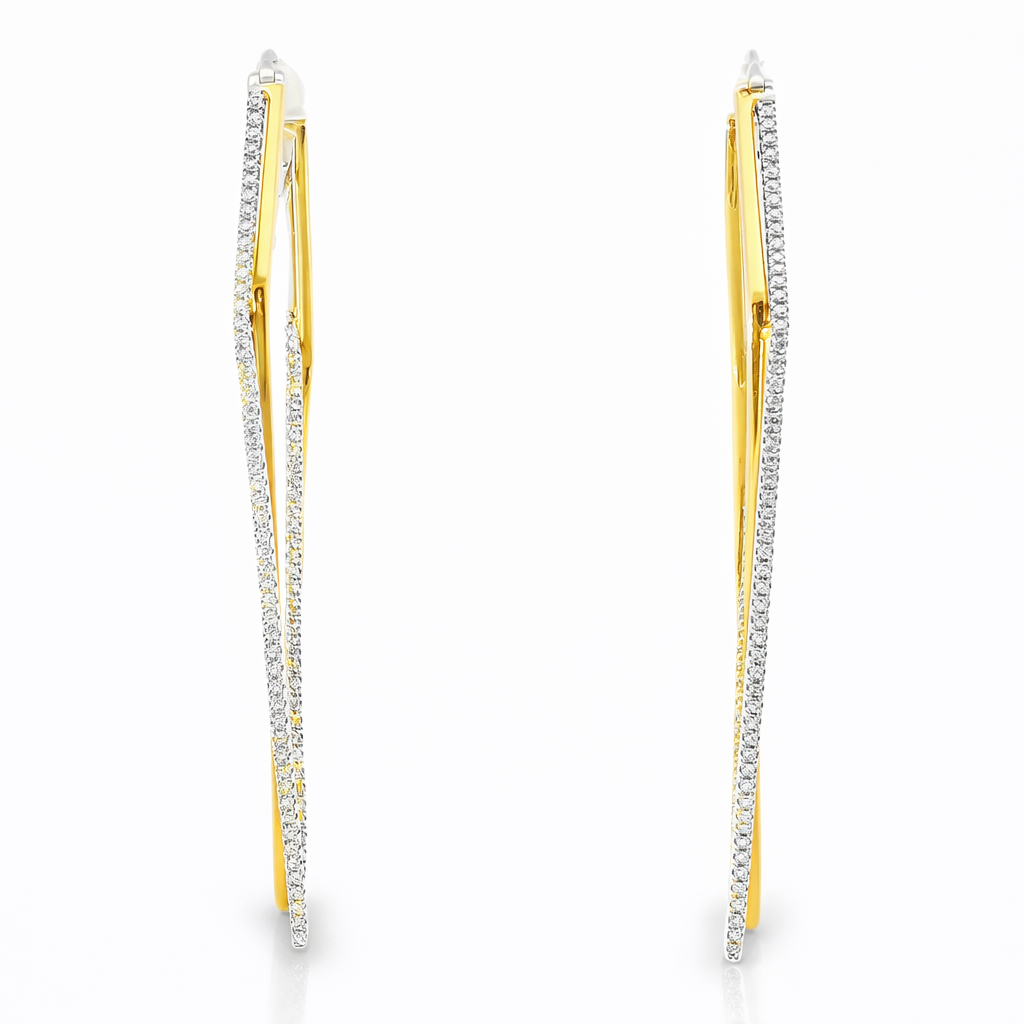 0.47CT Diamond HOOP 14k Rose Gold Earring