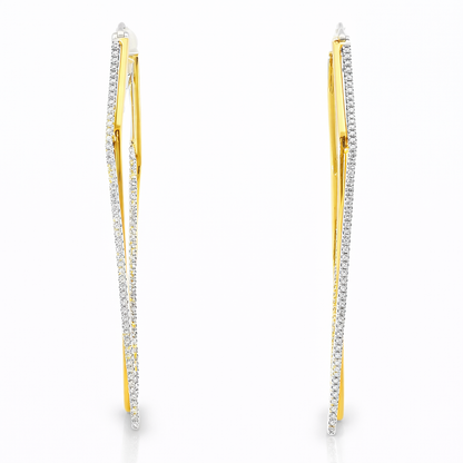 0.47CT Diamond HOOP 14k Rose Gold Earring