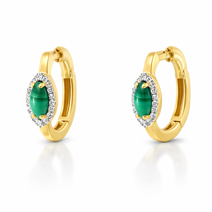 0.12CT Malachite 14k Yellow gold Earring
