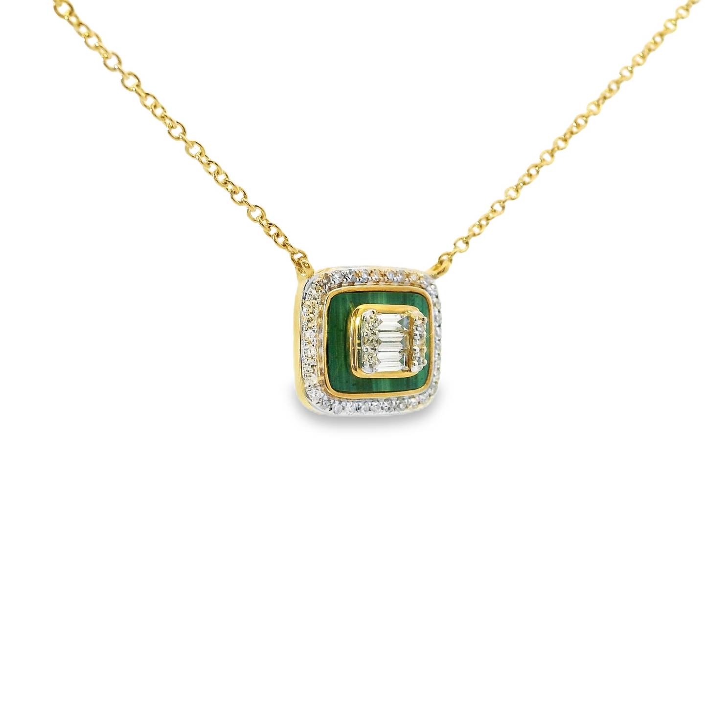 0.10 CT Emerald Shaped Pendant 14k Gold