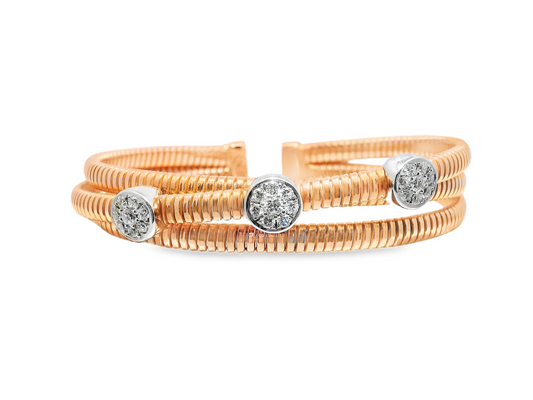 0.77CT Diamond Bangle 14k Rose Gold