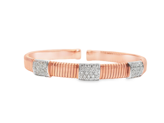 0.93CT Diamond Bangle 14k Rose Gold