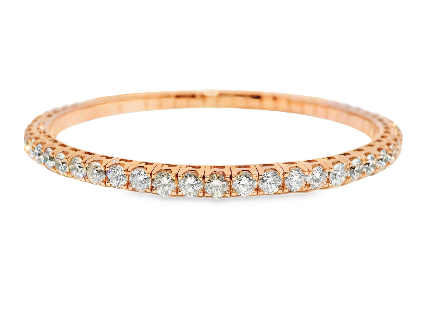 6.70CT Diamond Stretch Bangle 18k Rose Gold