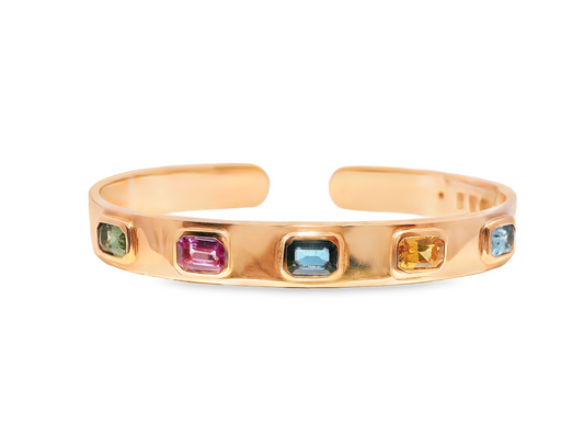3.25CT Multi Sapphire Bangle 18k Rose Gold