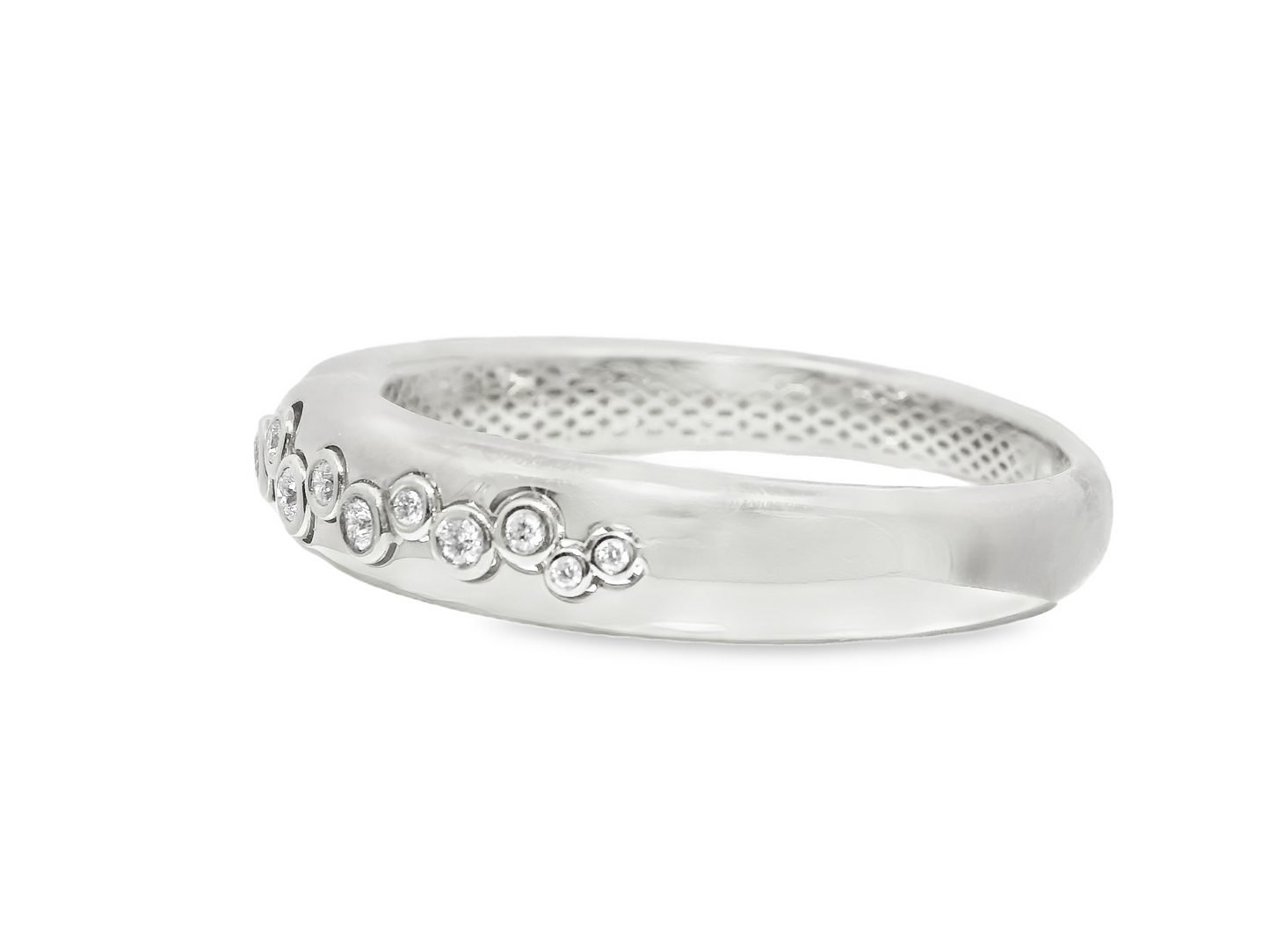 1.59CT Diamond Bezel Bangle 18k White Gold