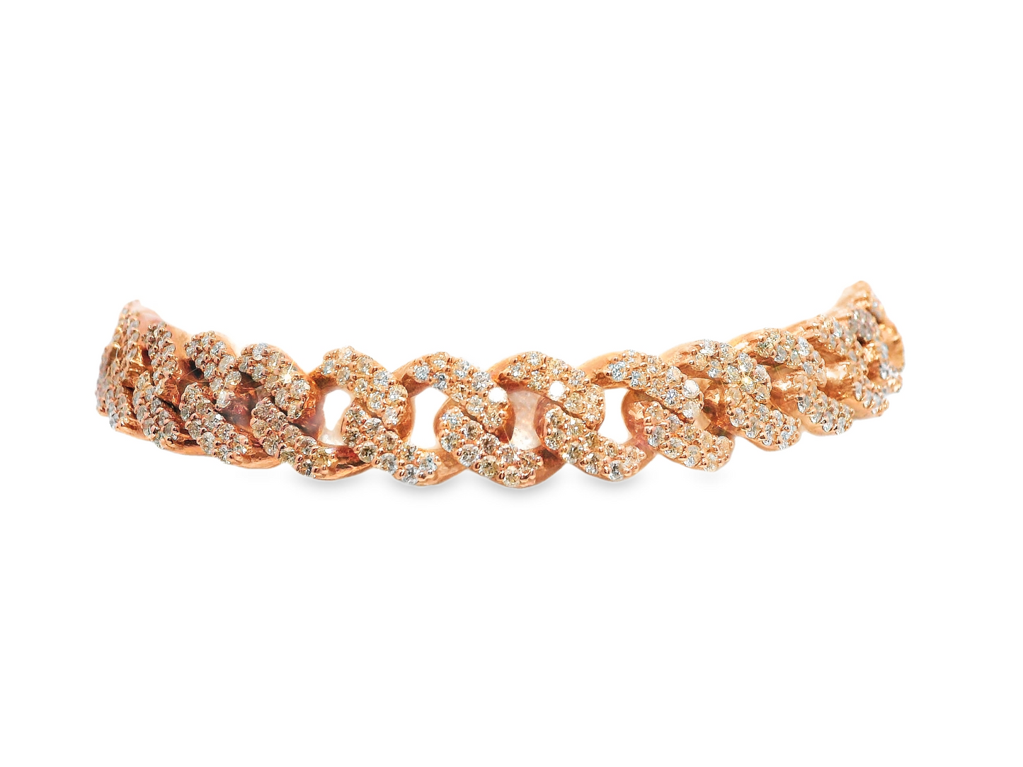 5.00CT Diamond Chain Link Cuban Bracelet 14k Rose Gold