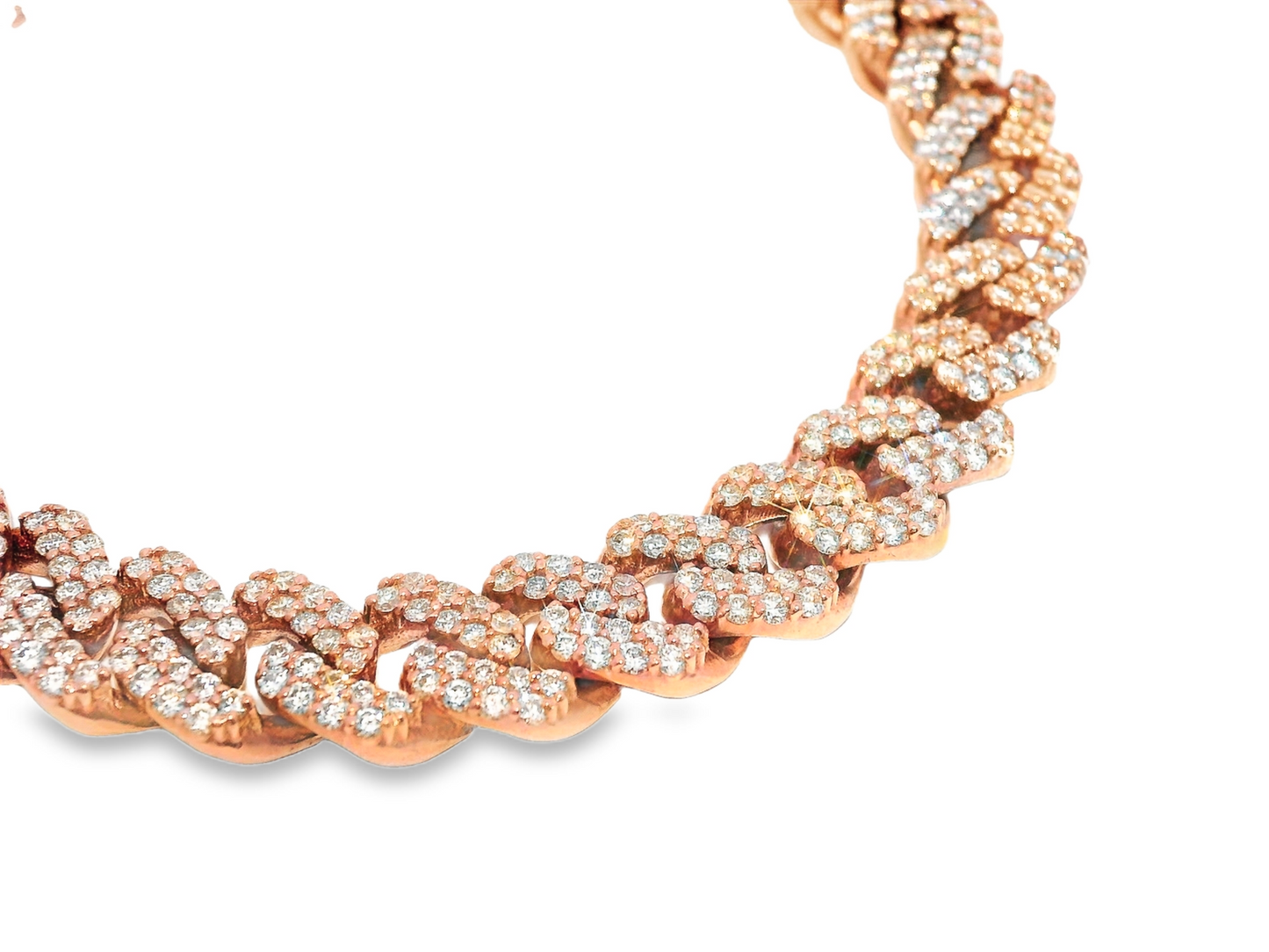 5.00CT Diamond Chain Link Cuban Bracelet 14k Rose Gold