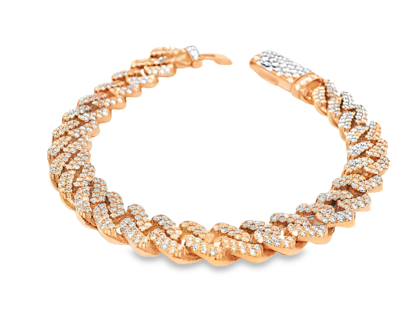 5.00CT Diamond Chain Link Cuban Bracelet 14k Rose Gold