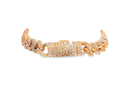 5.00CT Diamond Chain Link Cuban Bracelet 14k Rose Gold