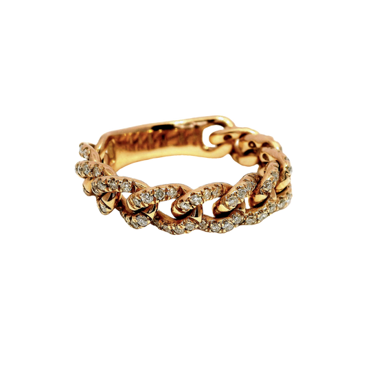 0.50CT Round Cut Diamond Chain Linked Ring 18K Gold