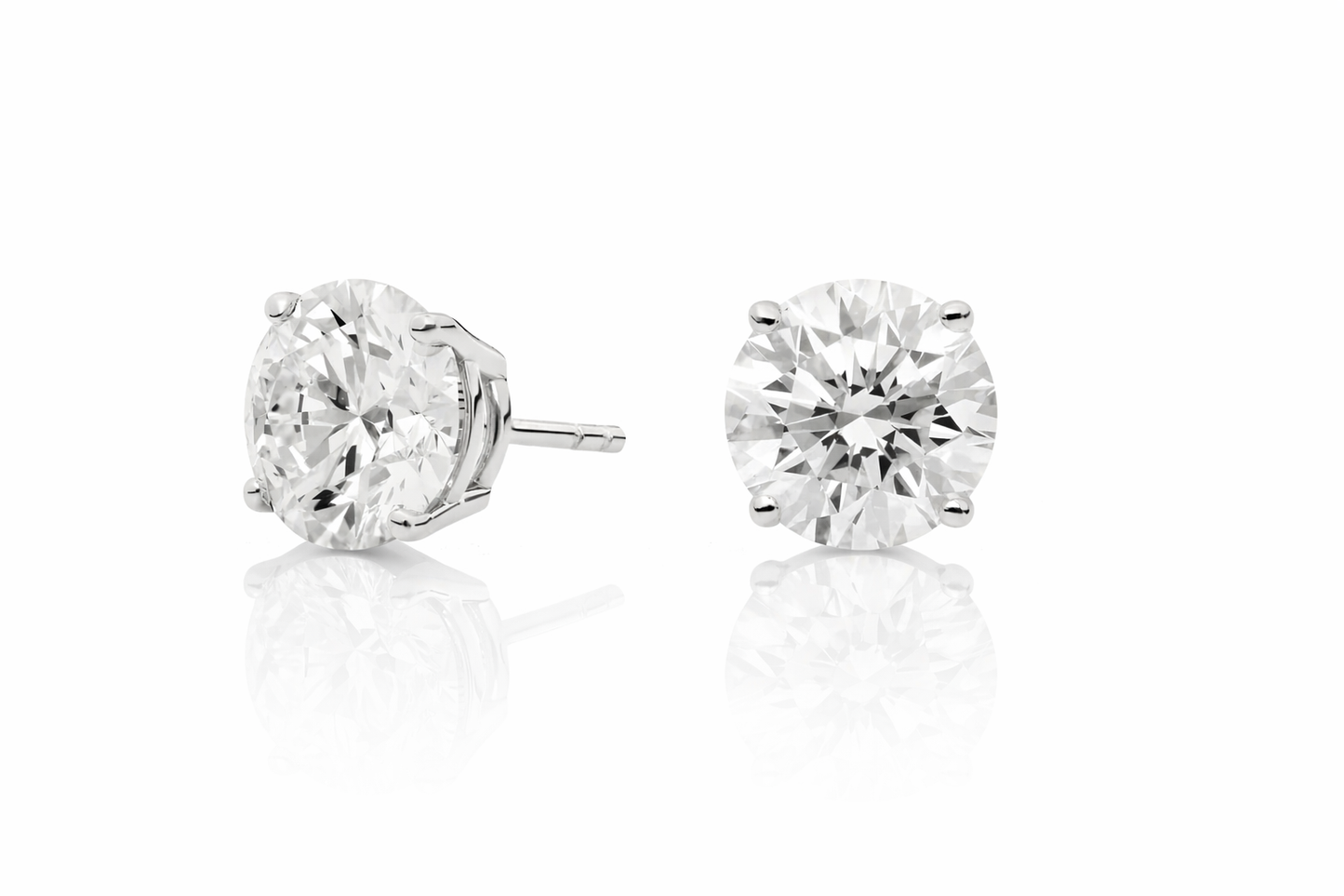 Lab Grown Diamond Stud Earrings IGI Certified 14K Gold Round Diamond Studs| VVS Clarity D Color