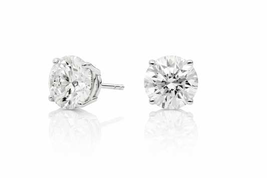 Lab Grown Diamond Stud Earrings IGI Certified 14K Gold Round Diamond Studs| VVS Clarity D Color