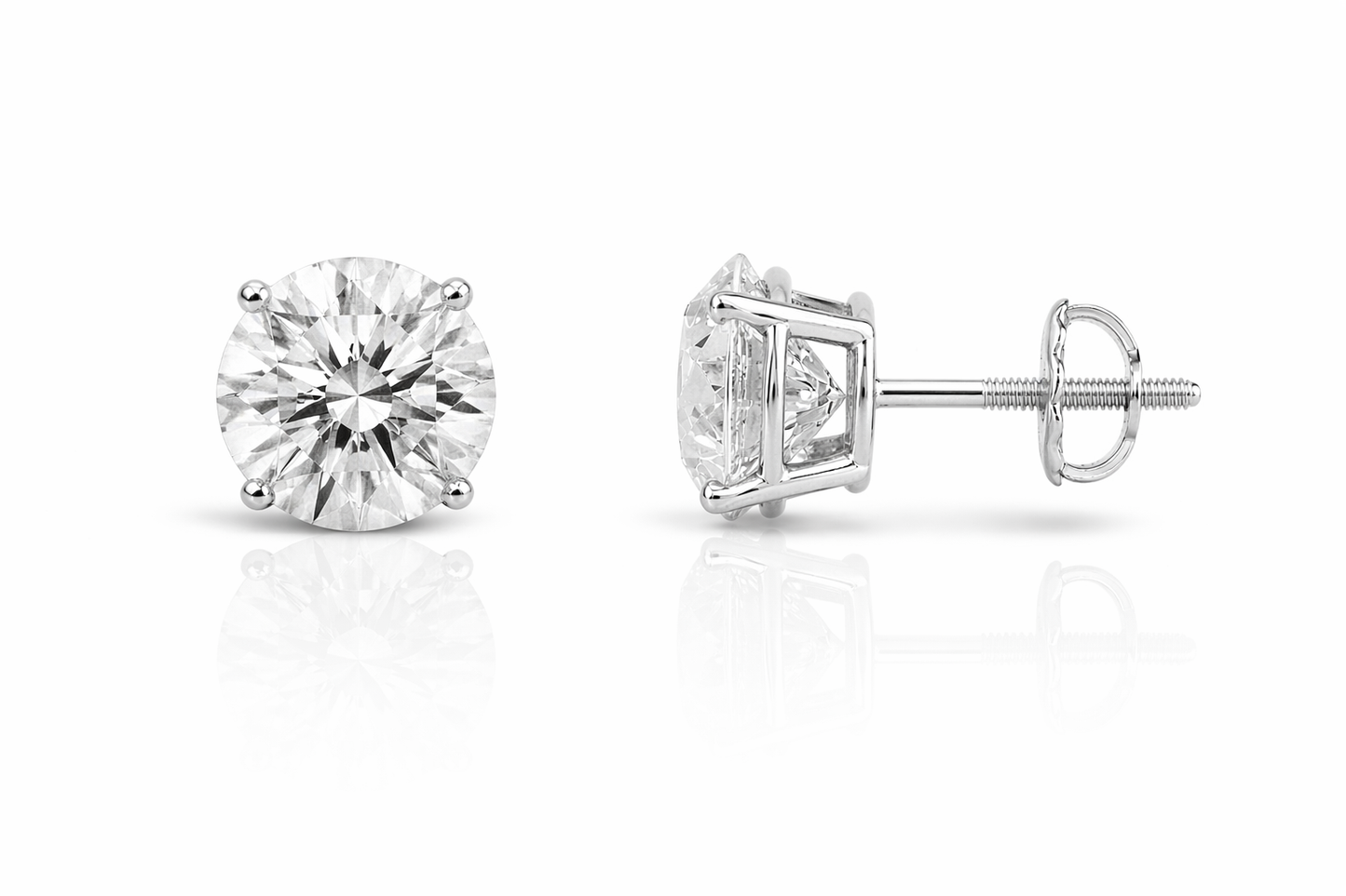 Lab Grown Diamond Stud Earrings IGI Certified 14K Gold Round Diamond Studs| VVS Clarity D Color