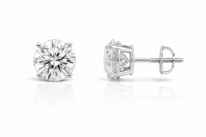 Lab Grown Diamond Stud Earrings IGI Certified 14K Gold Round Diamond Studs| VVS Clarity D Color