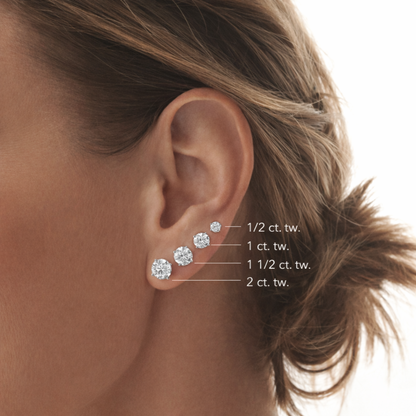 Lab Grown Diamond Stud Earrings IGI Certified 14K Gold Round Diamond Studs| VVS Clarity D Color