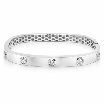 1.19CT Diamond Bangle 14k White Gold