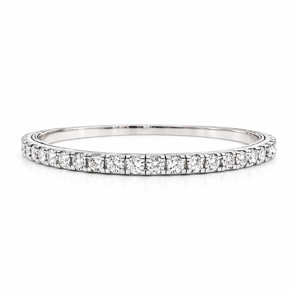8.27CT Lab Diamond Stretch Bangle 14k White Gold