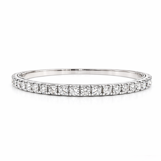 8.27CT Lab Diamond Stretch Bangle 14k White Gold
