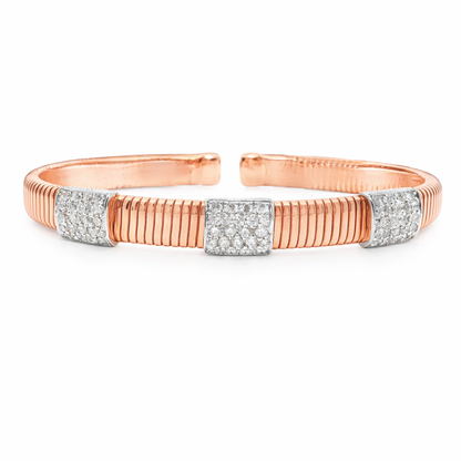 0.93CT Diamond Bangle 14k Rose Gold