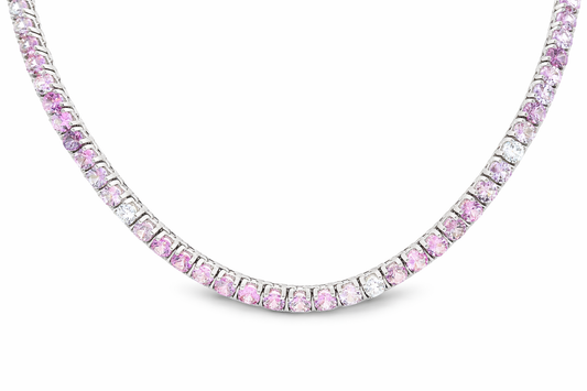 1.34CT Diamond 17.44CT Pink Sapphire Tennis Necklace 14k White Gold