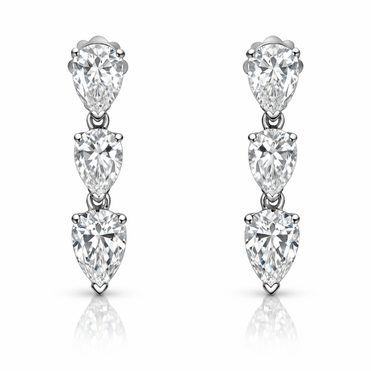 3.32CT Lab Diamond Pear Shape Earrings 14k White Gold