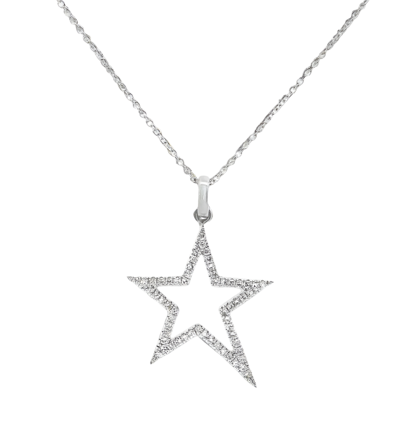 .19CT Round Cut Diamond Star Pendant 14k Gold