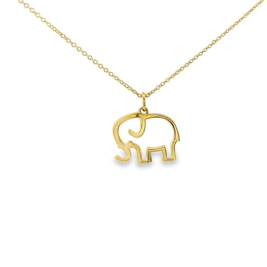 14K Yellow Gold Elephant Pendant