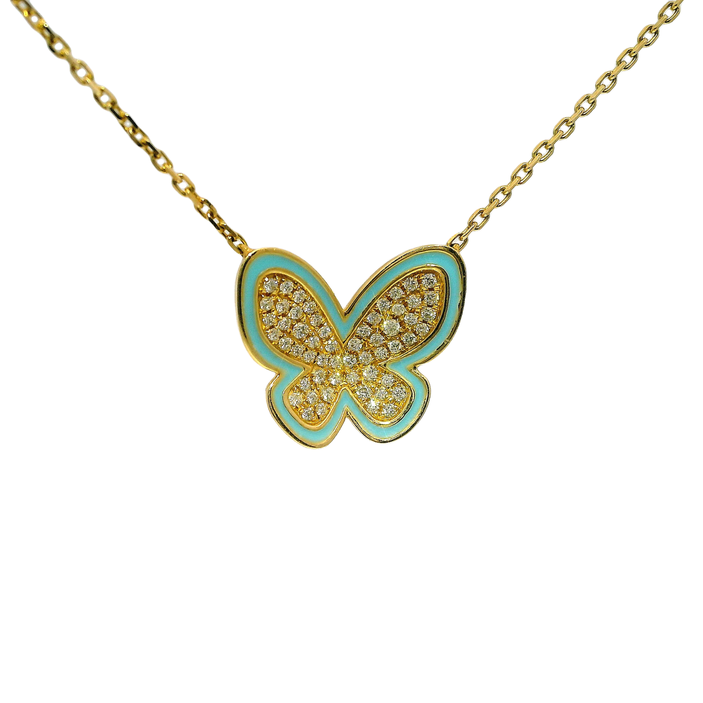 0.50 CT Studded Butterfly Pendant 14K Gold