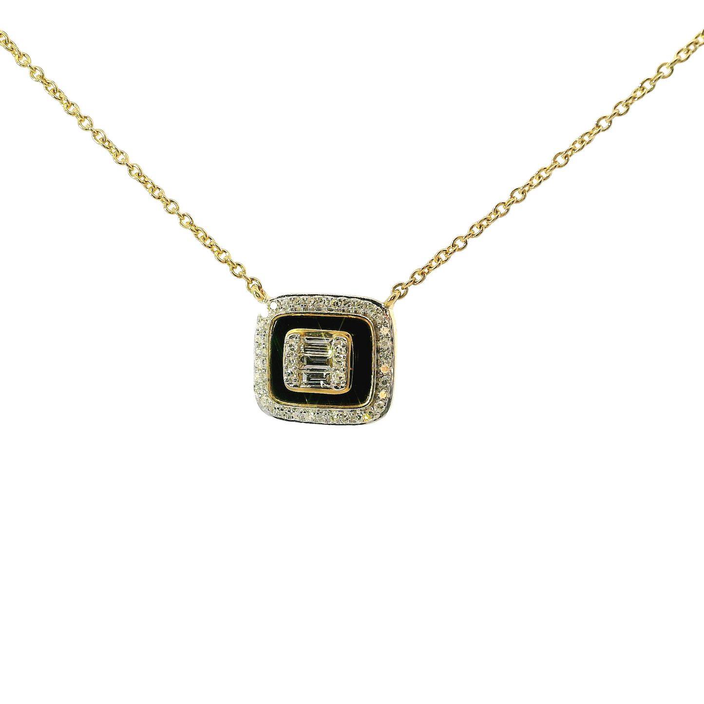 0.14 CT Diamond with Black Onyx Pendant 14k Gold