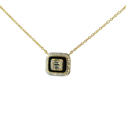 0.14 CT Diamond with Black Onyx Pendant 14k Gold