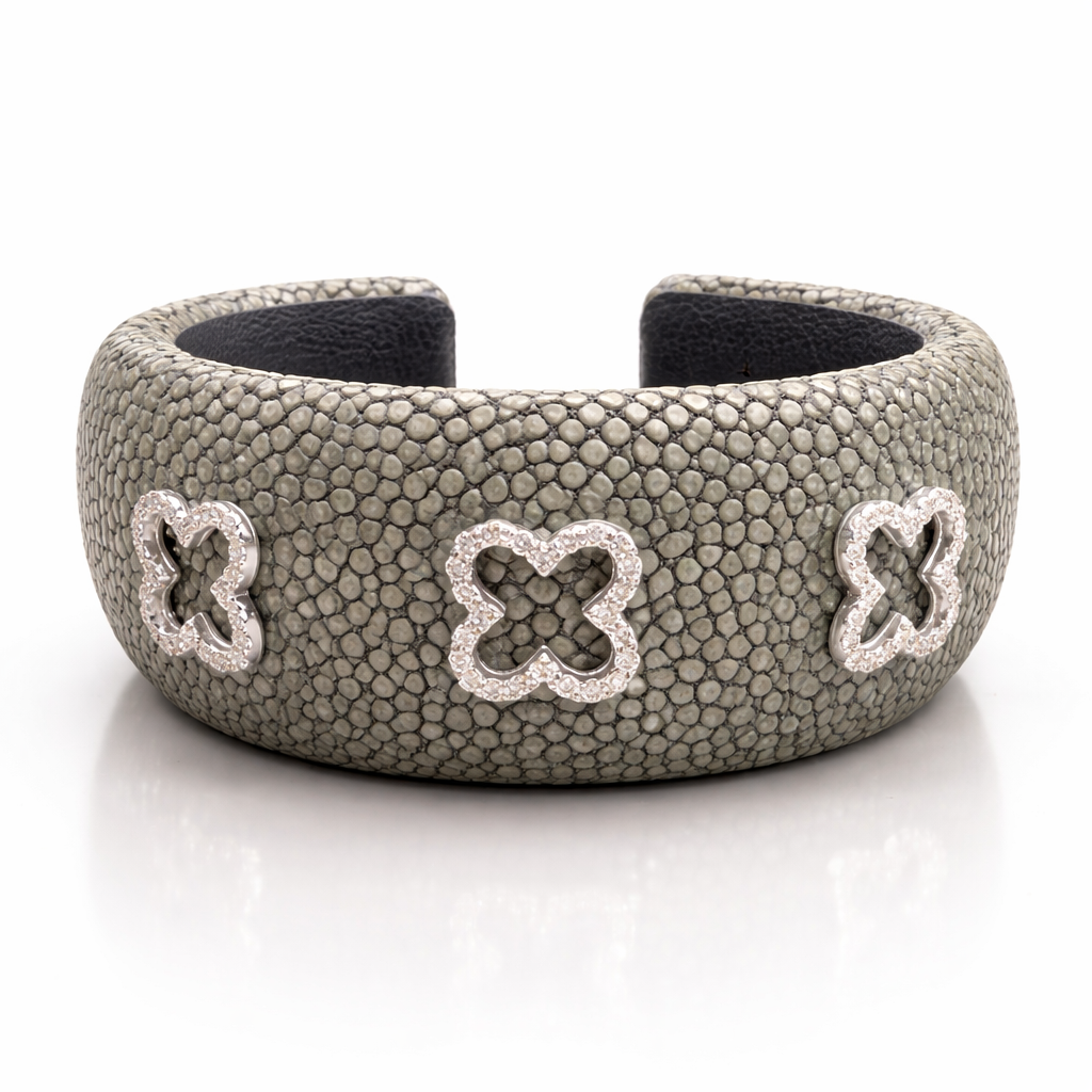 Stingray Cuff Bangle 0.72CT Diamond 14K Yellow Gold