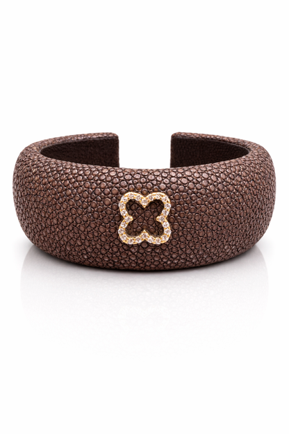 Stingray Cuff Bangle 0.27CT 14k Yellow Gold