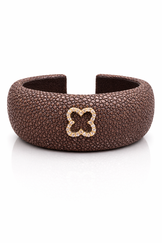 Stingray Cuff Bangle 0.27CT 14k Yellow Gold