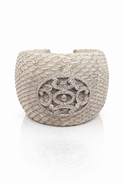 Stingray Cuff Bangle 1.40CT 14K White Gold