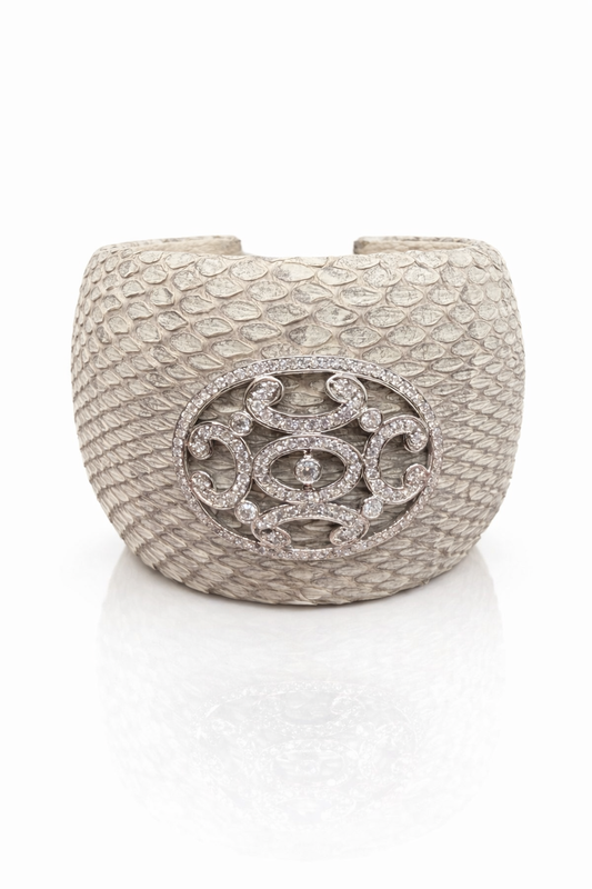 Stingray Cuff Bangle 1.40CT 14K White Gold