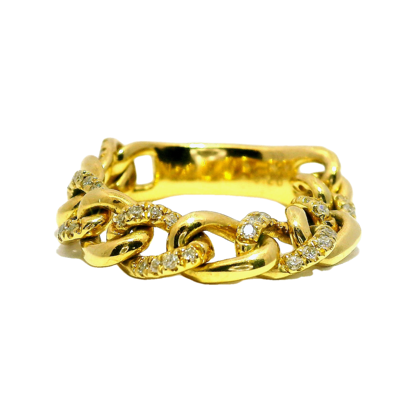 0.24CT Round Cut Diamond Chain Ring 18K Gold