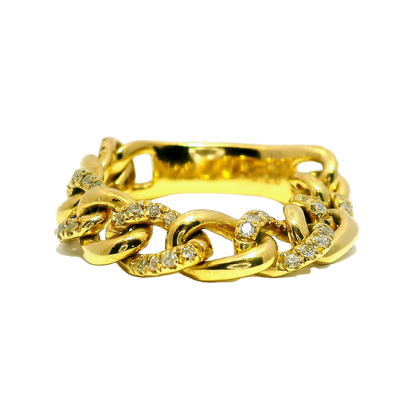 0.24CT Round Cut Diamond Chain Ring 18K Gold