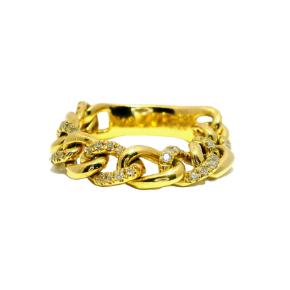 0.24CT Round Cut Diamond Chain Ring 18K Gold