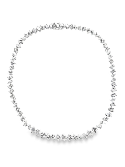 24.57CT Diamond Mixed Shape Tennis Necklace 14k White Gold Lab