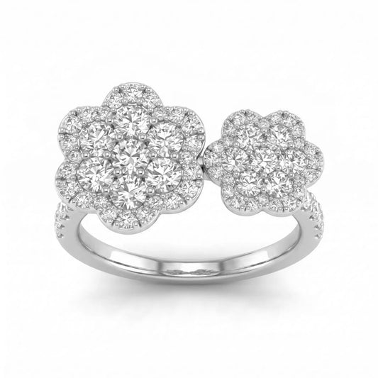 14K White Gold Diamond Cluster Ring