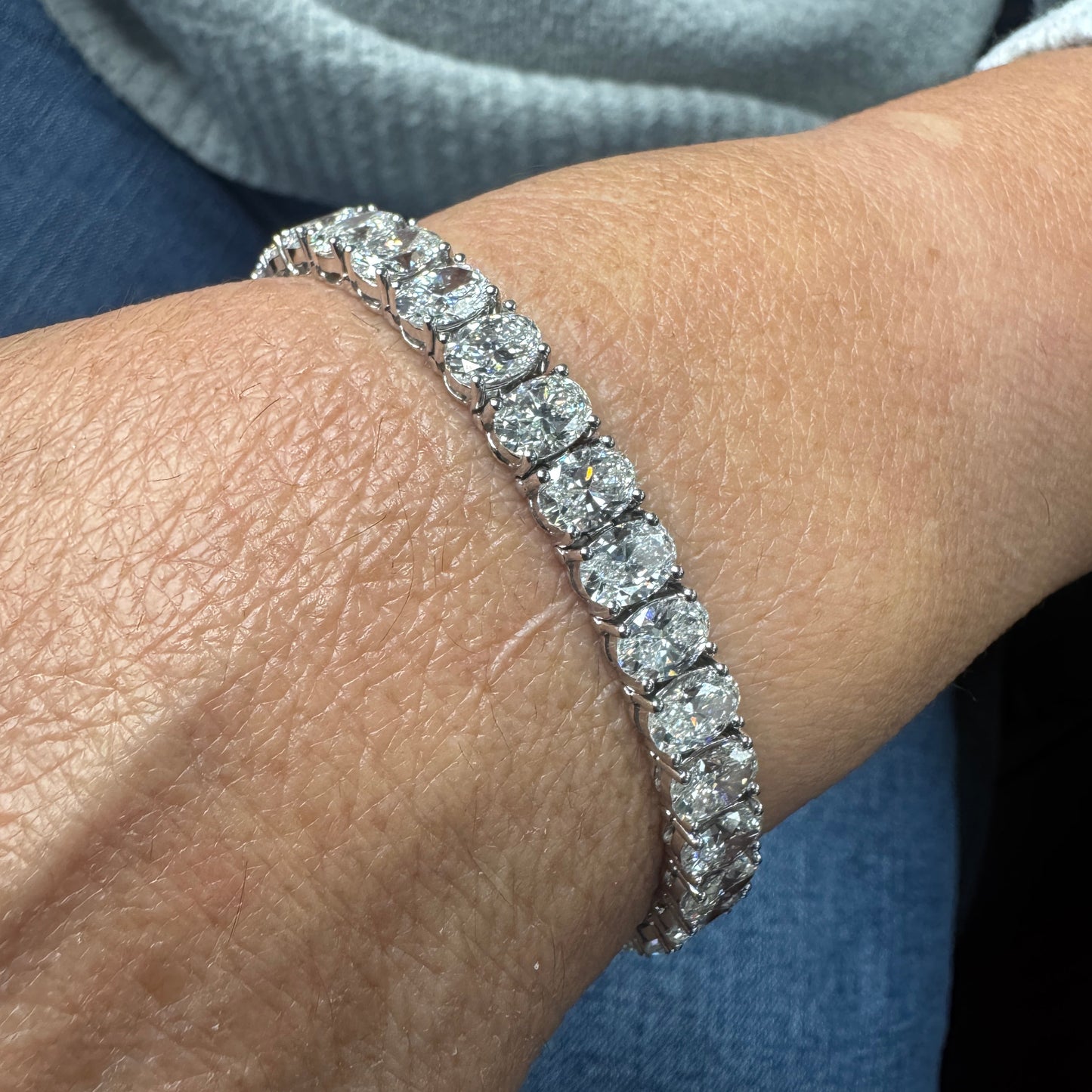 24.60CT Lab Diamond Bracelet 14k White Gold