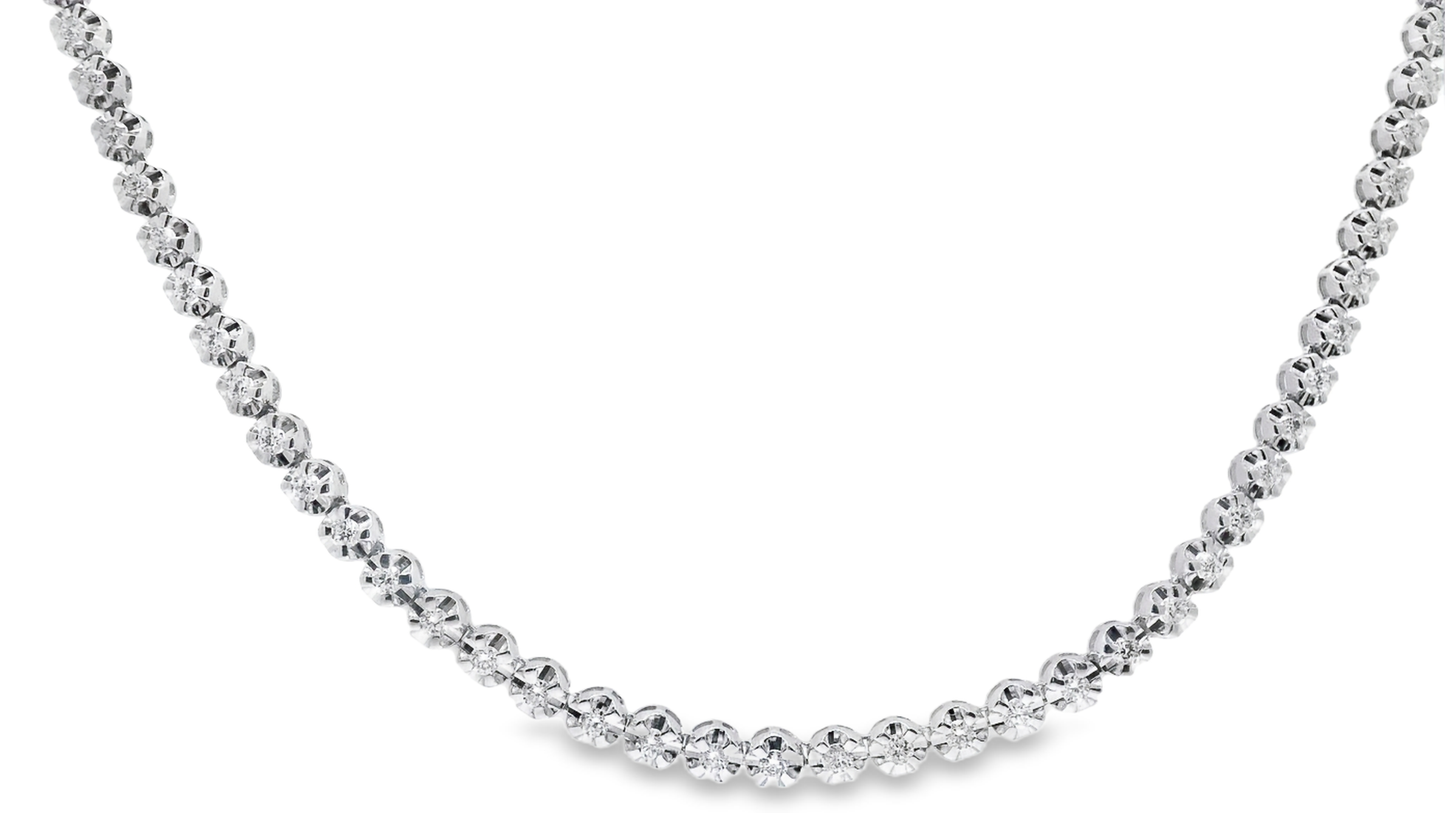 6.07CT Diamond Buttercup Tennis 14K White Gold Necklace