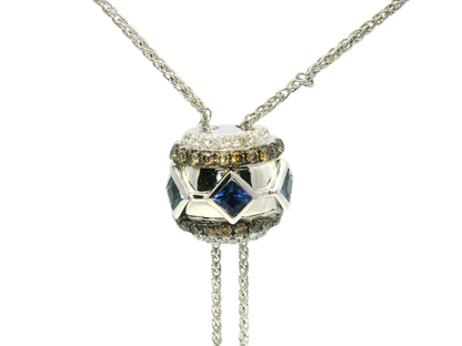 0.32Ct Diamond 0.53CT Blue Sapphire Lariat Pendant 14k Gold