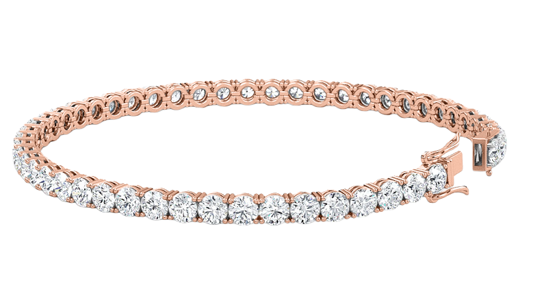 4.07CT Natural Diamond Tennis Bracelet 4 Prong 14k Rose Gold