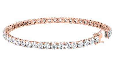 4.07CT Natural Diamond Tennis Bracelet 4 Prong 14k Rose Gold