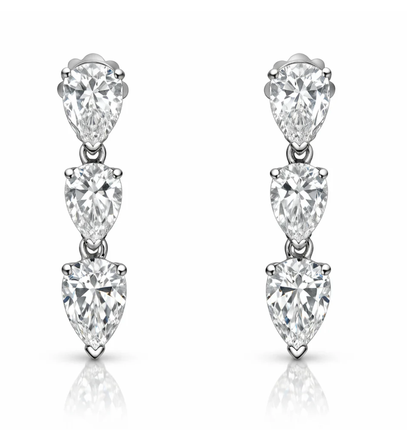 3.32CT Lab Diamond Pear Shape Earrings 14k White Gold