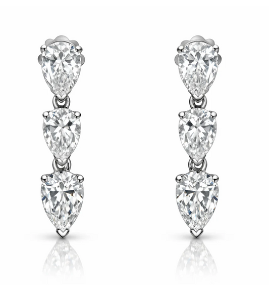 3.32CT Lab Diamond Pear Shape Earrings 14k White Gold