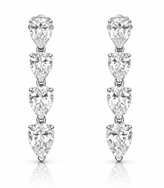 3.06CT Lab Diamond Pear Shape Earrings 14k White Gold