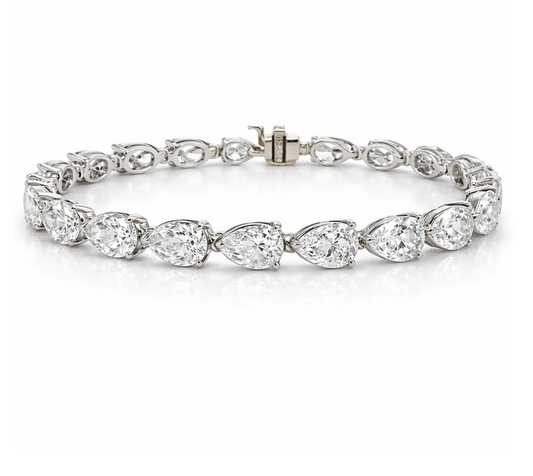 10.70CT Lab Diamond Pear Shape Tennis Bracelet 14k White Gold