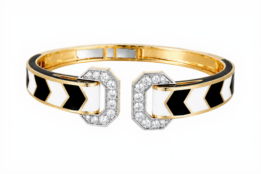 1.34CT Diamond Bangle with Enamel